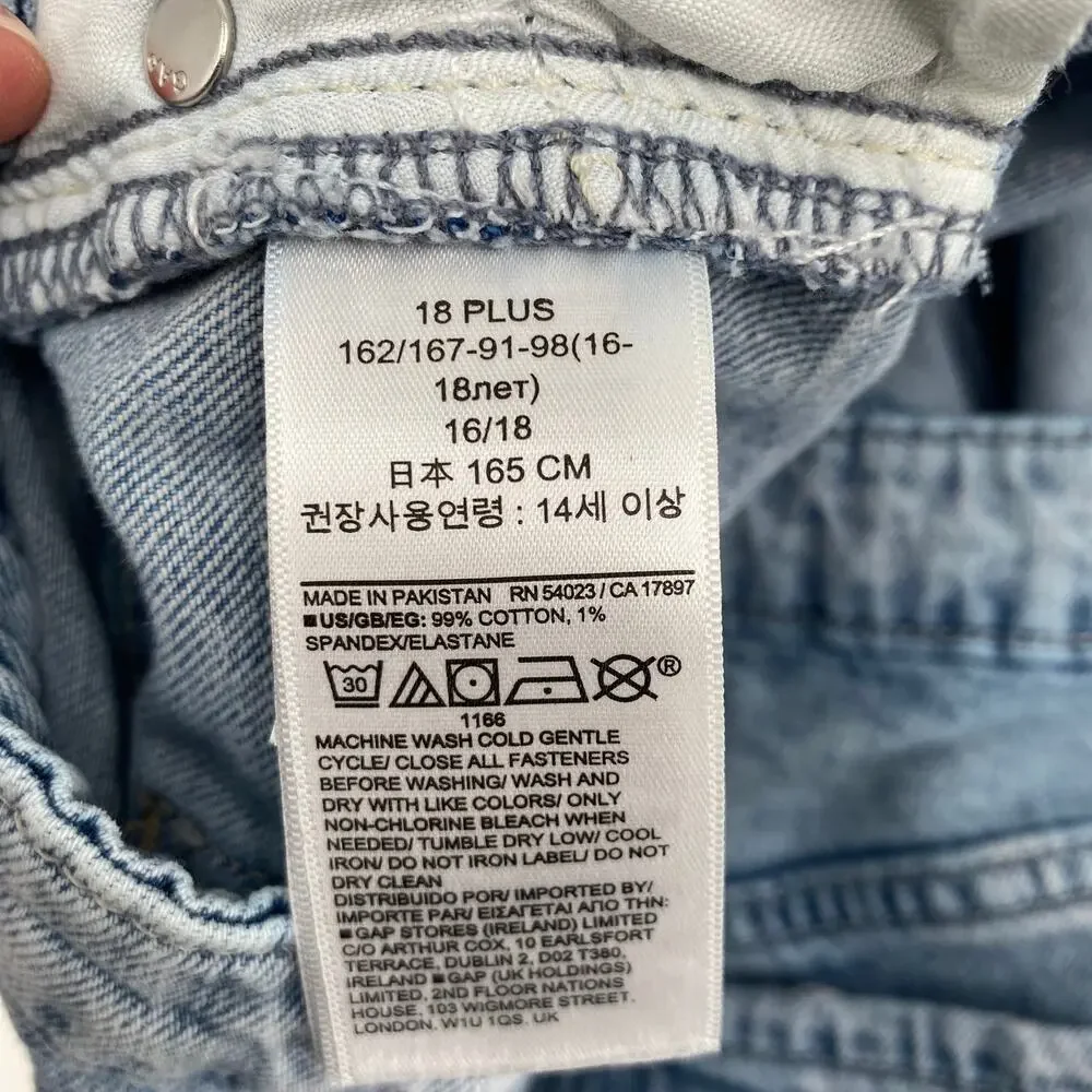 Gap Kids Girlfriend Distressed Knees Loose Jeans Light Wash 18 Plus